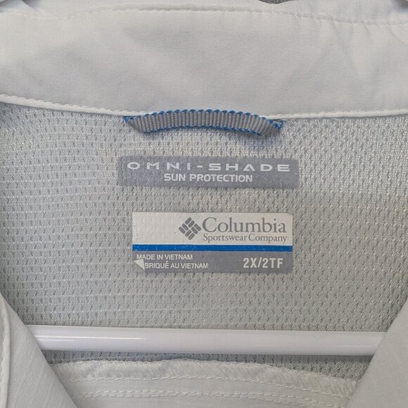Columbia Omni-shade short sleeve mesh white men lightweight breathable 2x/2tf - Picture 5 of 12